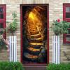 Cave scenery door stickers, suitable for bedrooms, living rooms, and bathrooms; natural landscape wall stickers.