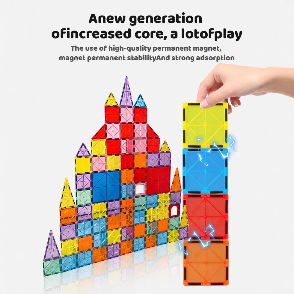 102-Piece Children's Stained Glass Magnetic Tiles: Versatile Translucent Building Blocks Castle Educational Toy