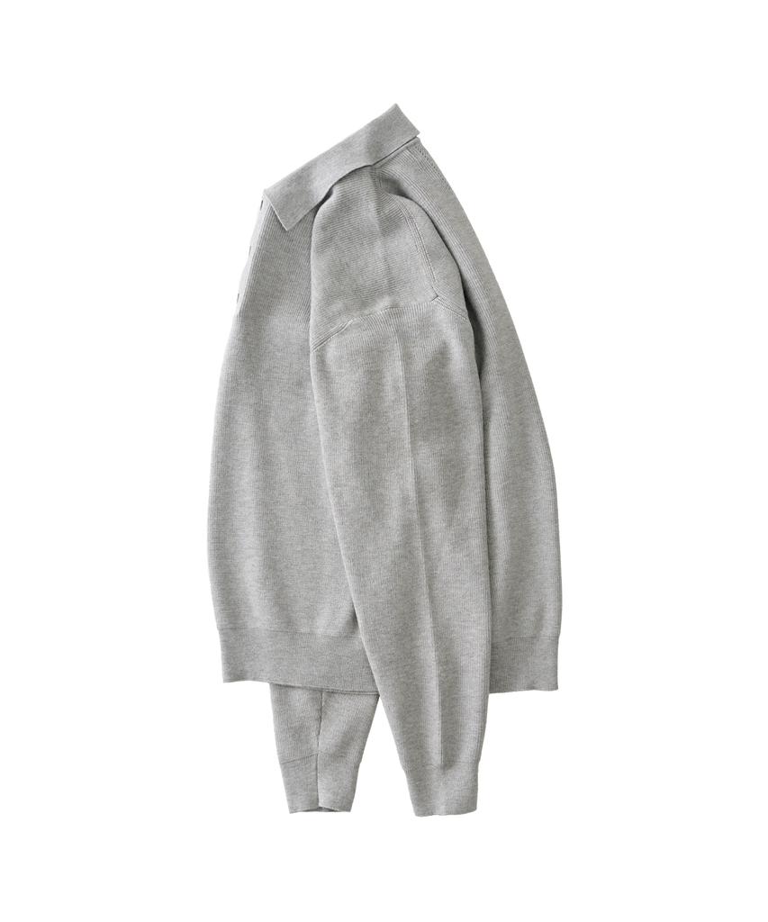 ANALOG MOOD Hachi Button-Up Collar Knit (Gray)