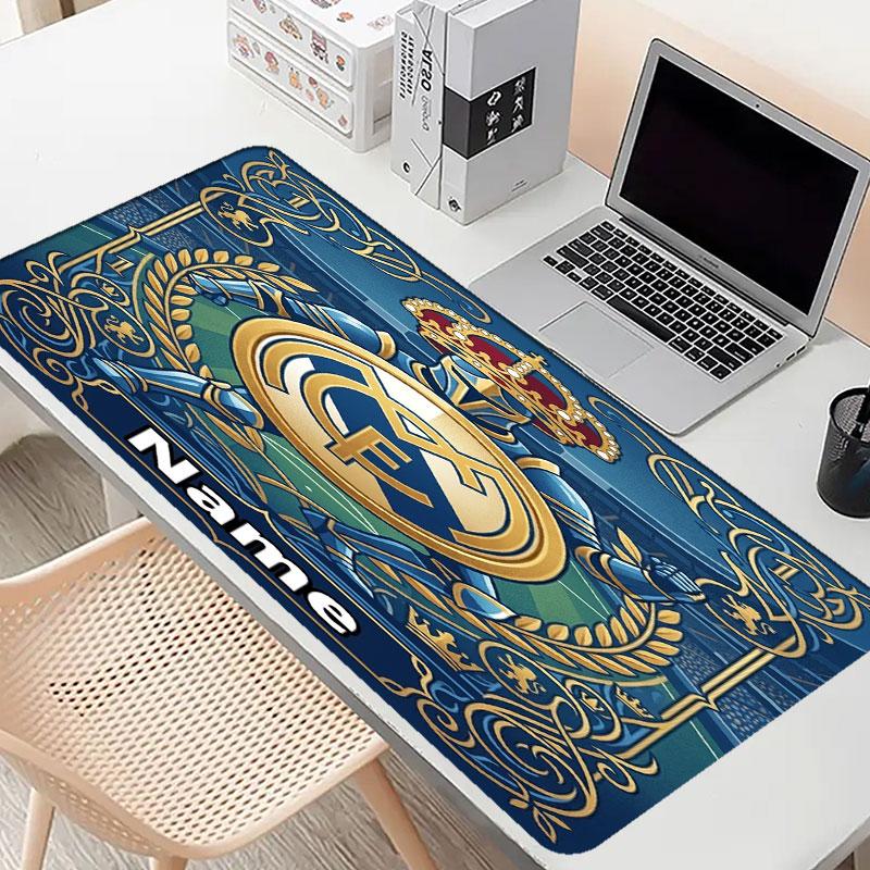 Custom Name Personalized Real Madrid CF Pattern Mousepad, Laptop PC Desk Mat, Decorative Desk Mat for Home Keyboard Pad Gift