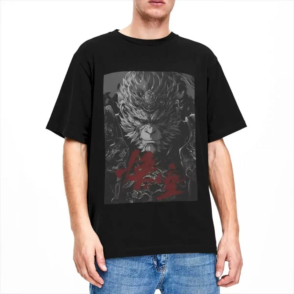 

Винтажная черная футболка Myth Wukong New Game для мужчин и женщин с круглым вырезом, хлопковая футболка с коротким рукавом и мифологией, классические топы XXXXXL чёрный