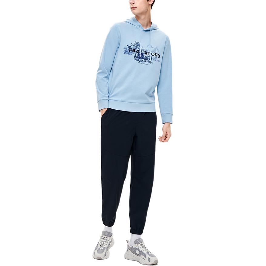 Fila Casual Letter Print Knitted Hoodie Men hoodies Navy-Blue F11M238203F-LB