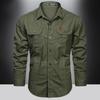 Frühlings Baumwoll Cargohemd für Herren Langarm Mehrfachtaschen Hemden Outdoor Freizeitkleidung Hohe Qualität Militär Überhemd Übergröße
