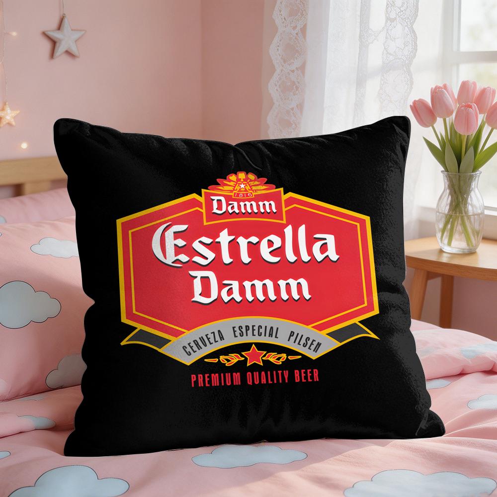 EEstrella DammS Wine Cushion Cover Square Short Plush Pillow Case Living Room Sofa Home Decor Funda X