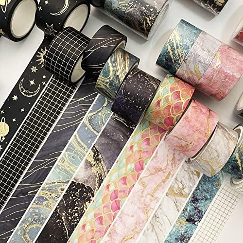YUBBAEX Volume 3 Masking Tape Bronze Texture Wide Gold Foil Super Cute Style Thin Suitable Gift Wrapping DIY Crafts Notebook Decoration (Water Ripple)