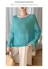Elegant One-Shoulder Mulberry Silk Cashmere Sweater for Women - Slimming Autumn/Winter Knit Base Layer