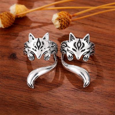 Huitan Creative Fox-Shape Clip Earrings New  Non-piercing Cuff Earrings for Women Antique  Color Funny Animal Jewelry