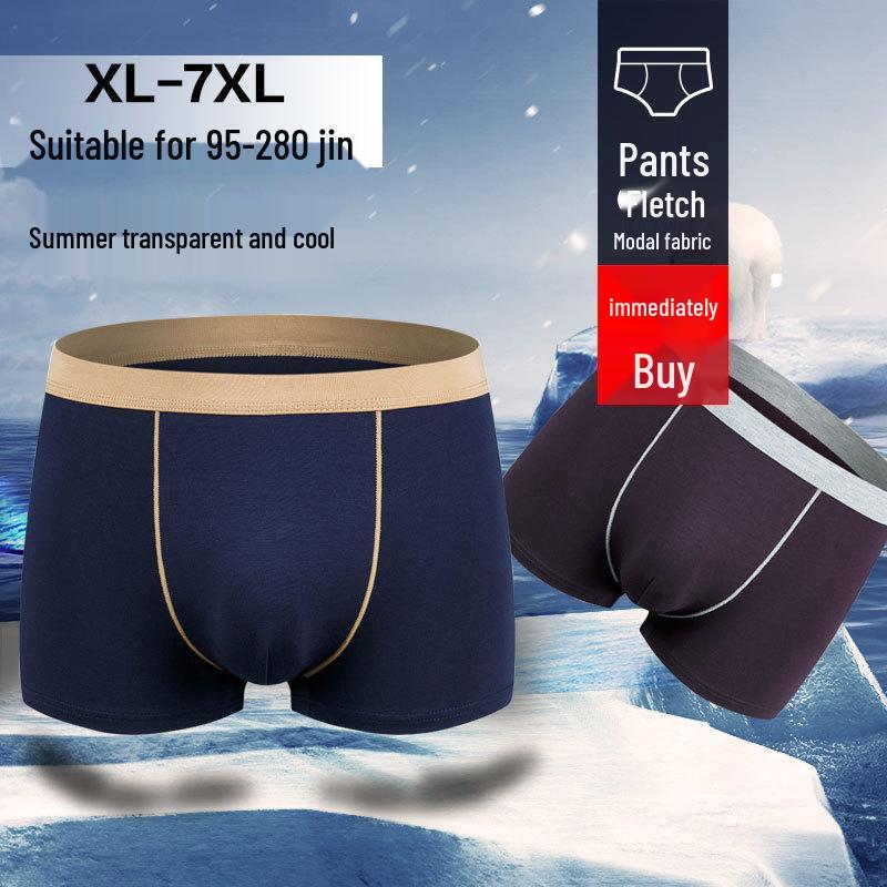 Men's Summer Modal Plus Size Seamless Boxer Briefs