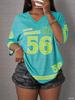 Fashion Women's Sporty Jersey Y2K Quick-dry T-Shirt Letter NO.56 Summer Casual Wear Sports Loose and Comfortable T-shirt Tops