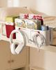 Extendable hook-and-loop tissue box, dustbin, and accessory case, white, for bedside use, W27-36cm x D12cm x H13cm