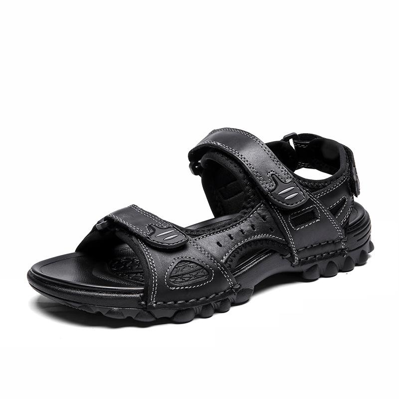 Men'S First Layer Cowhide Fashionable Trendy Comfortable Open-Toe Sandals Breathable Non-Slip Beach Sandals