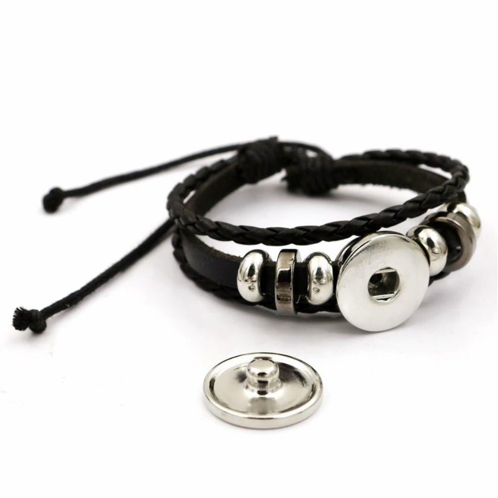 Three-layer Leather Bracelet Sun Moon Knitted Hand Chain Punk Bead Woven Bracelet  Gift