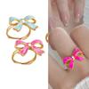 Shimmering Butterfly Knot Ring With Glossy Enamel Finish Allergy Resistant Alloy Jewelry For Daily Wear