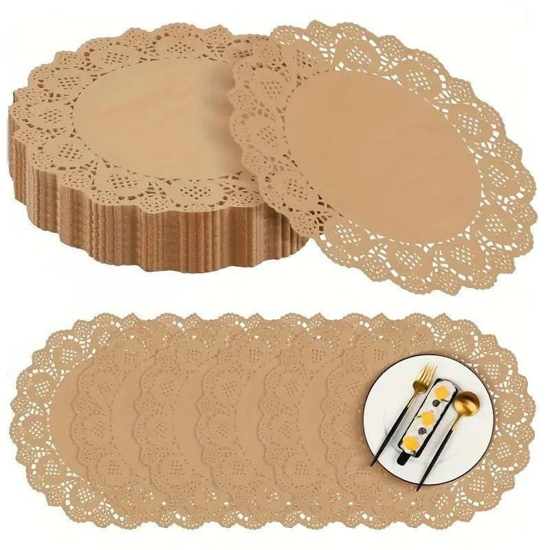 Disposable Kraft Paper Table Mat Placemats Baking Dessert Pad for Wedding Accessories Birthday DIY Party Christmas Decor