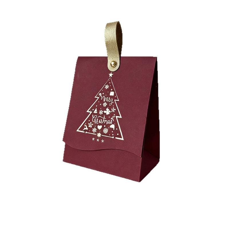 10Pcs Christmas Gift Boxes Handles 'Christmas Tree' Pattern Christmas Gift Wrapping Christmas Party Gift Boxes