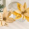 26cm Christmas Glitter Velvet Flower Large Sequins Artificial Poinsettia Flower Simulation DIY Christmas Tree Ornaments