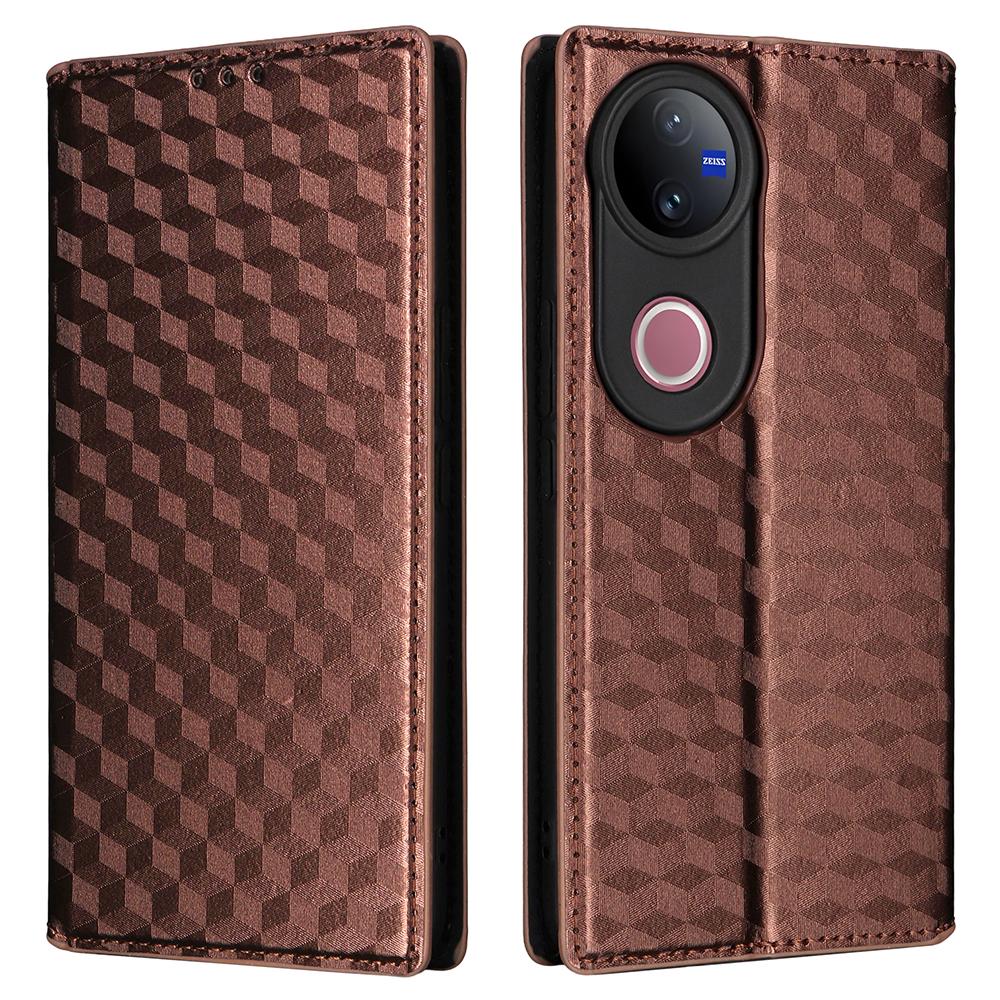 For Vivo V50 5G Case Wallet Rhombus Imprinted Leather Phone Cover