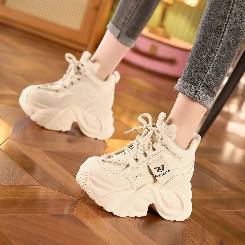 Daddy Shoes Women's Spring Breathability 2025 New Shorty Le Platform Shoes Inner Height Increase Women's Shoes 9cm Height Increase Beige