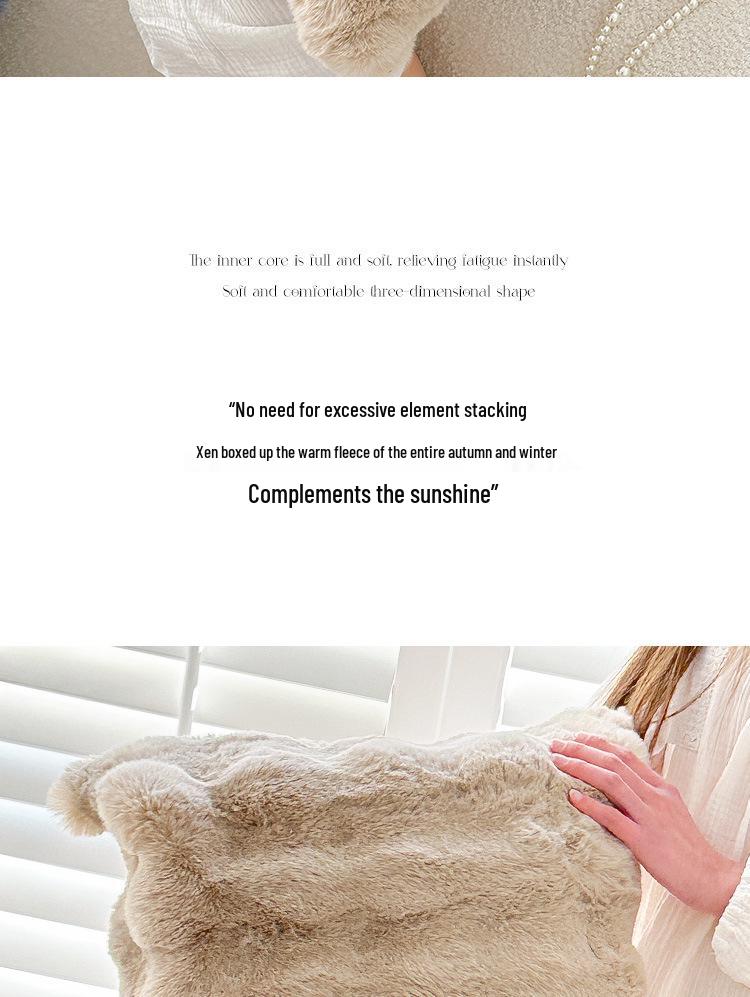 Tuscany Nordic Style Faux Fur Plush Pillow - Autumn/Winter Rabbit Fur Throw for Sofa & Bedroom