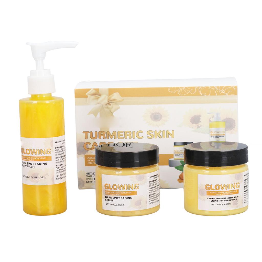 3Pcs 1 Set Turmeric Skin Care Set Moisturizing Tightening Nourishing Face Care Set for Women Gift