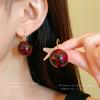 Hong Kong Style Rendering Resin Round Leopard Print Ear Buckle Retro High-end Sense Unique Earrings Personality Temperament Earrings Women