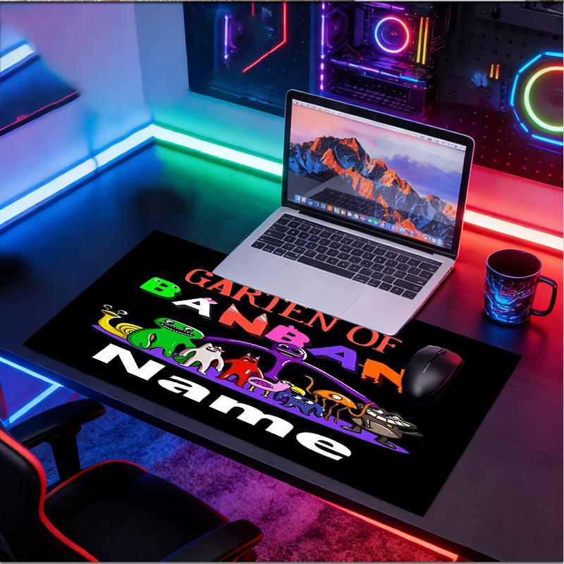 Custom Name Personalized Game Rainbow Friends Pattern Mousepad, Laptop PC Desk Mat, Decorative Desk Mat for Home Keyboard Pad Gift