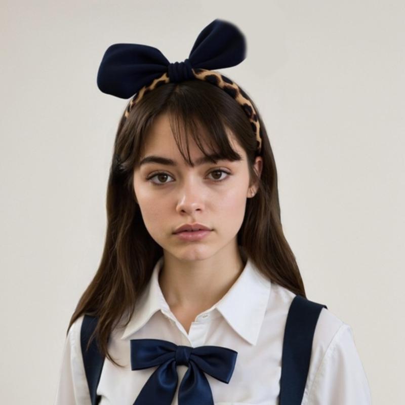 3D Rabbits Ears Leopard Print Bows Headbands Soft Elastic Hair Accessory Hairband For Women Girls Party Headwear