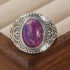 Ethnic CopperColor Inlaid Imitation of Purple Lapis Lazuli Women's Ring Geometry Daily Wear Party Jewelry