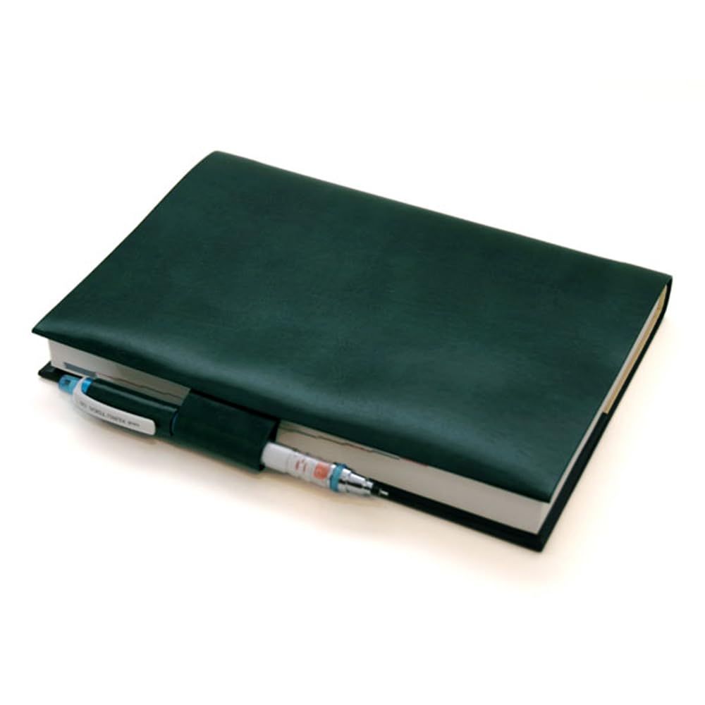 

Hobonichi Techo Cousin compatible A5 size recycled leather cover pen chrome Low-maintenance (with holder, green)