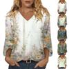 Womens Short Sleeve Blouses V Neck Floral Print Casual Loose Fit Women's Short Sleeve Tops Lightweight Womens Short Sleeve Shirts