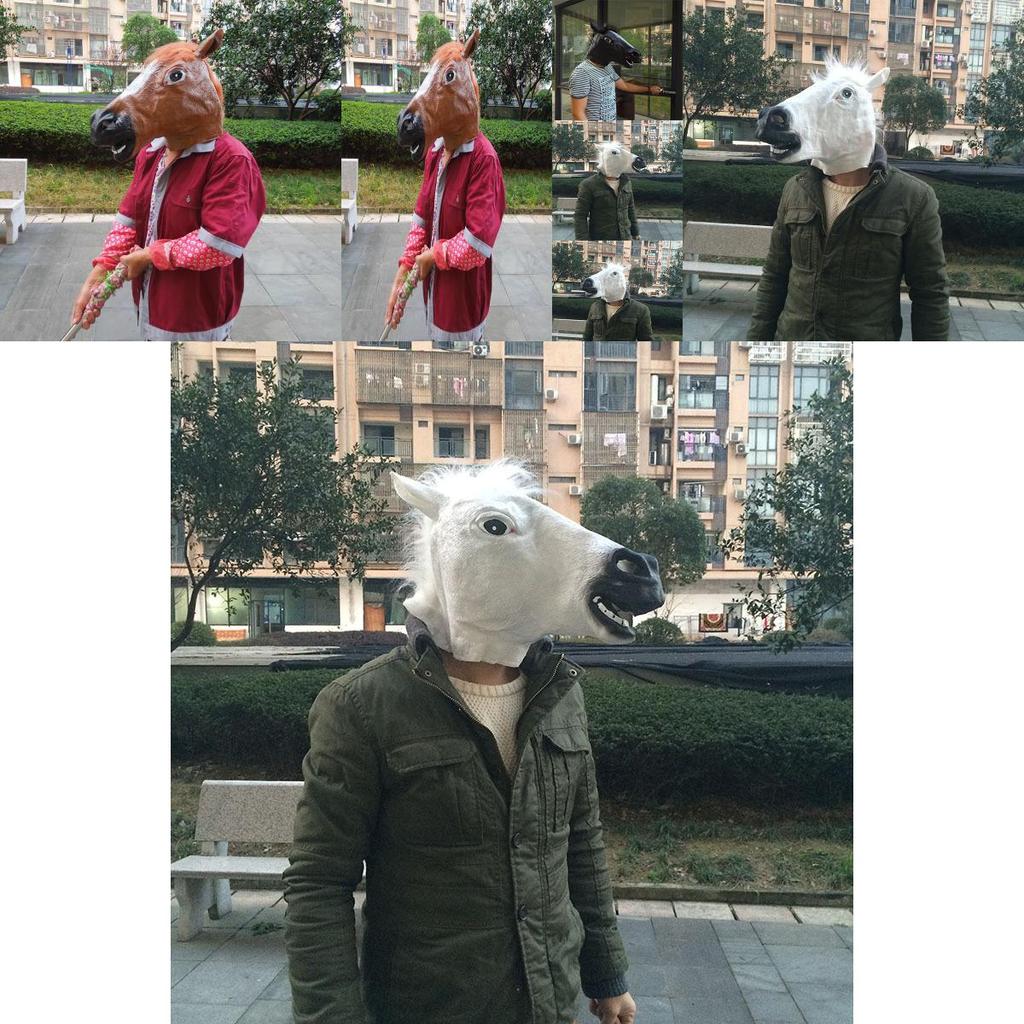 Mască premium de cal din latex, perfectă pentru Halloween și petreceri Cosplay