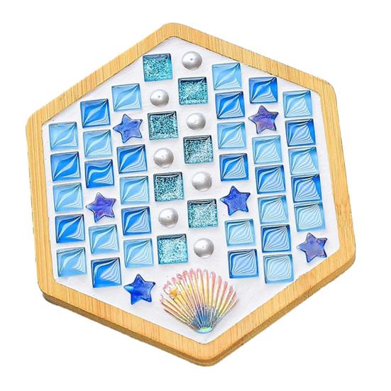 Yousheng 1 Set DIY Mosaic Tile Coaster Set Mixed Color Mosaic Kit with Wooden Coaster Kids Adults Handmade Mosaic Crafts Coaster with Accessories