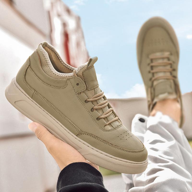 Fashion Autumn Men Fashion Brand Top Layer Leather Lace Up Casual Board Shoes High-quality Men Outdoor Comfortable Sports Leather Shoes