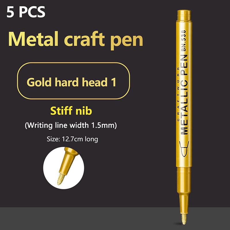 5Pcs Permanent Metallic Marker Pen Waterproof Permanent Paint Marker Pen For Rock Mug Ceramic Glass DIY Painting Supplies