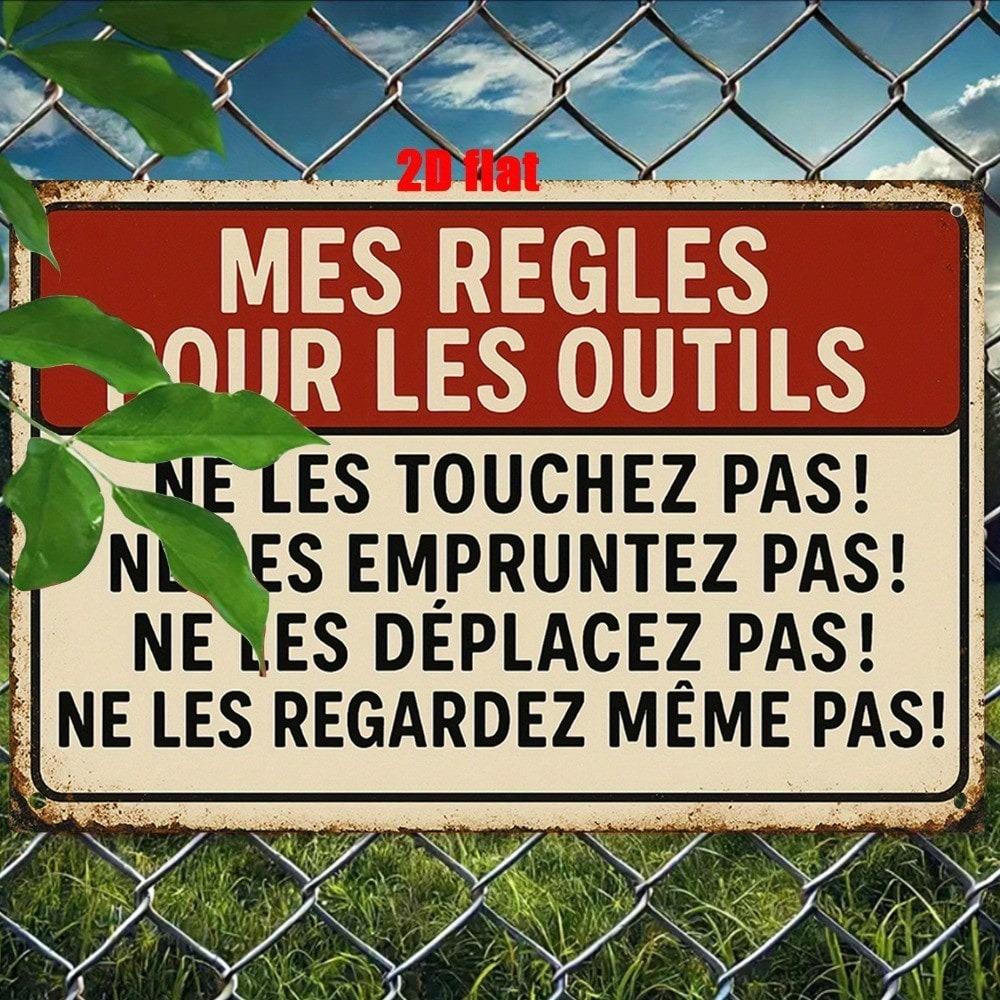 2D French Style Vintage Metal Wall Art Durable Iron Garage Sign For Man Cave Workshop Auto Repair