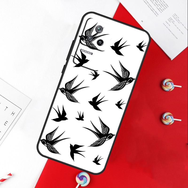 Swallow Collage Pattern Cover For Xiaomi 13T 11T 12T 14T Pro 13 14 15 Ultra POCO X7 Pro X3 X5 X6 F5 F6 M6 Pro Case