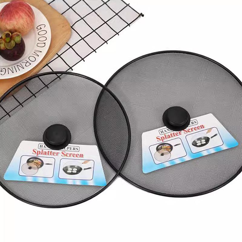 Black Splatter Screen Anti Grease Frying Pan Oil Splash Guard Lid Fine Mesh Splash Guard Cover Lid Kitchen Tools