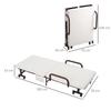 Folding Bed with Mattress, Single Guest Bed, Portable Fold Bed with Adjustable Backrest, Metal Frame on Wheels, White, 190 x 76 cm