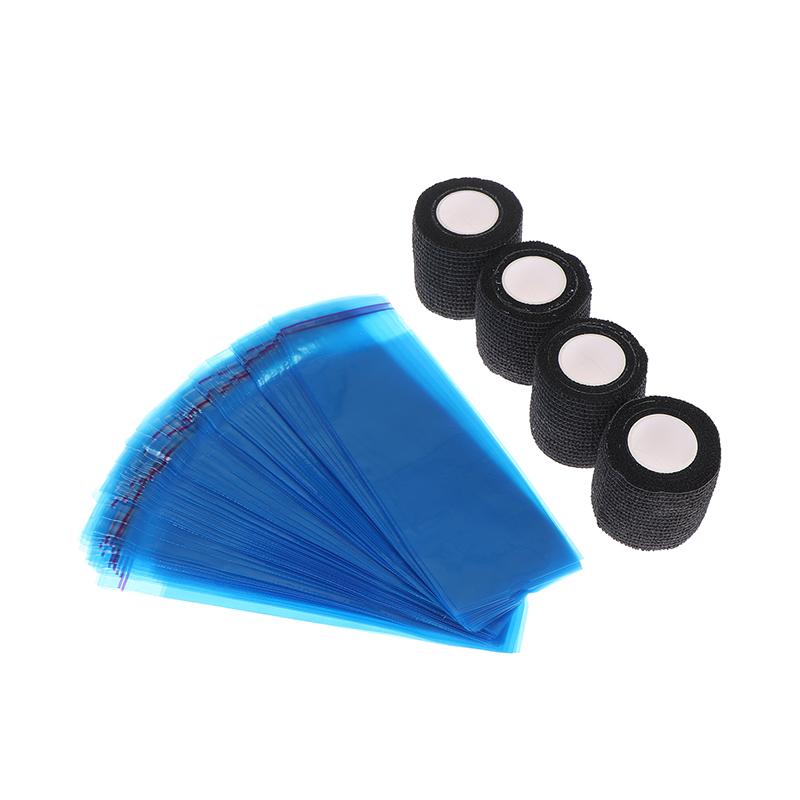 100Pcs Tattoo Machine Covers with Tape Wrap Large Pen Bags And 4Pcs Grip Wrap Combination Pen Sleeves for Tattoo Artists