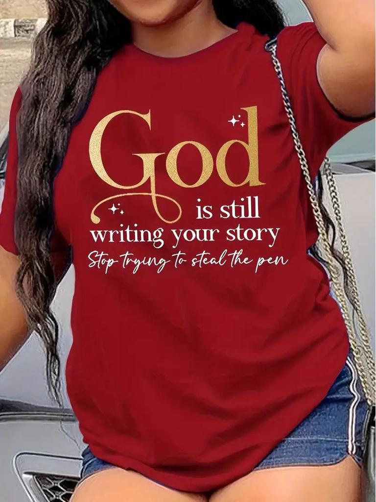 Women's Short-Sleeved Christmas Round Neck Top - Free Cross-Border Shipping