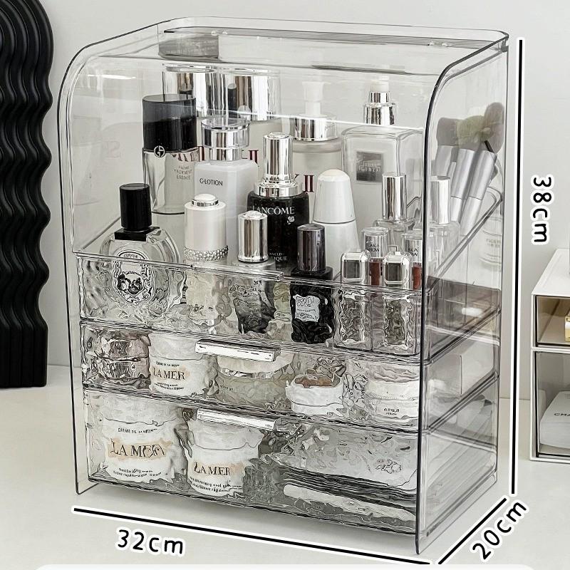 Large Capacity Dustproof Cosmetic Storage Box for Skincare, Lipstick, and Masks
