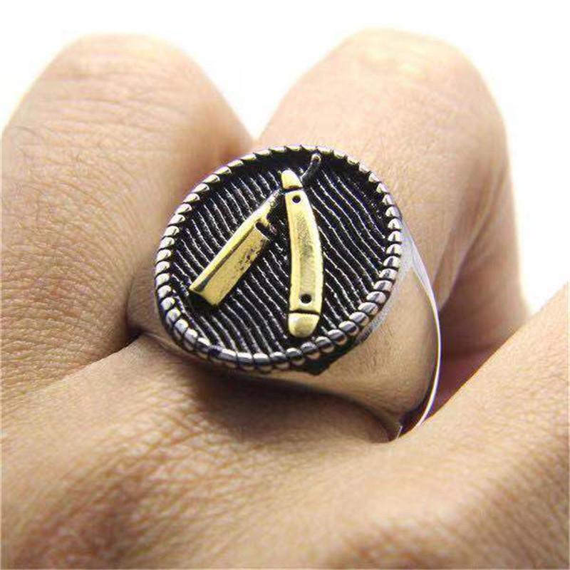 Golden Razor Ring 316L Stainless Steel Jewelry Fashion Beauty Salon Hairdressing Ring 10