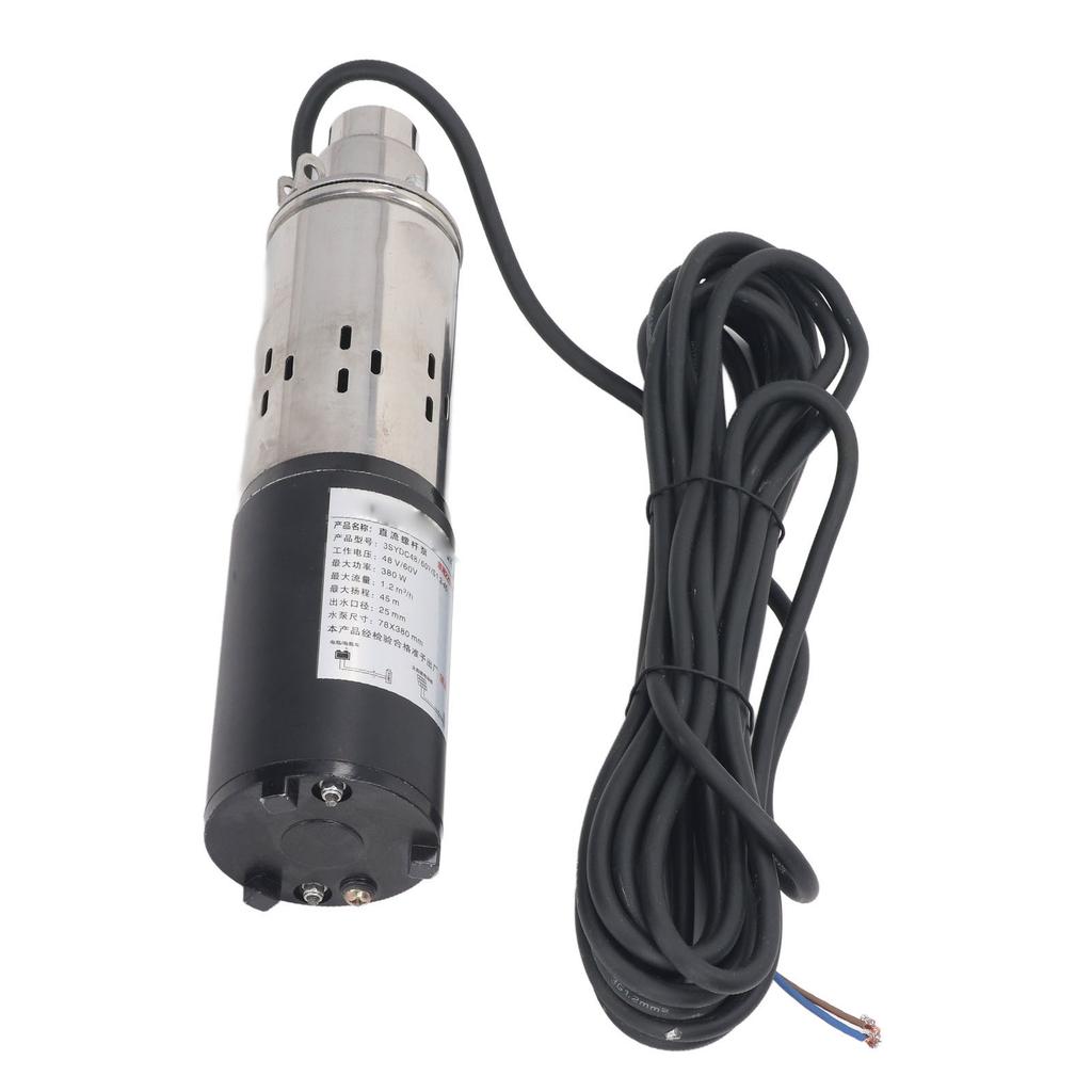 DC48V 60V Solar Water Pump 45m High Lift Stainless Steel Shell Deep Well Submersible Pump 1in Outlet 1.2m³ h