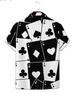 Men'S Fashion Poker Print Cuban Collar Shirt Summer Casual Loose Short Sleeve Shirt Trendy Versatile Top A Perfect Gift