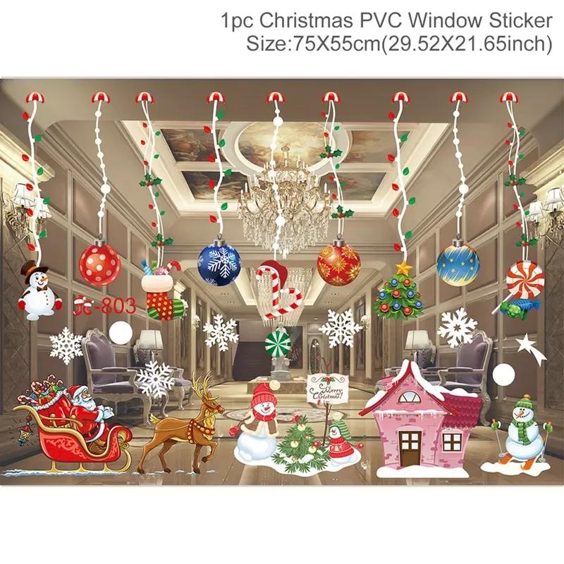 Christmas Wall Window Stickers Marry Christmas Decoration For Home 2025 Christmas Ornaments Xmas Navidad Gift New Year 2025