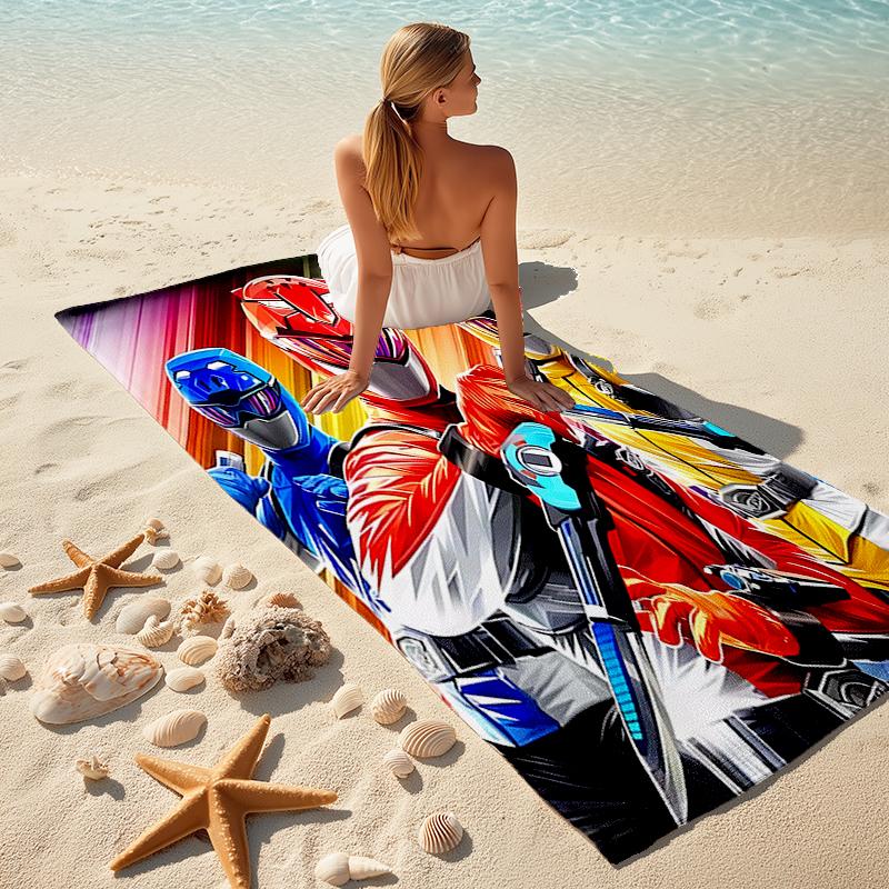1pc Mighty Morphin Power Rangers2 Beach Towel, Comfortable and Thick, and Swimming/Bath/Picnic/Camping Towel, Suitable for Seaside Beaches