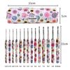 Soft Handle Printing Crochet Set 14 Pcs US Standard DIY Sweater Scarf Knitting Tool Pencil Case Packaging
