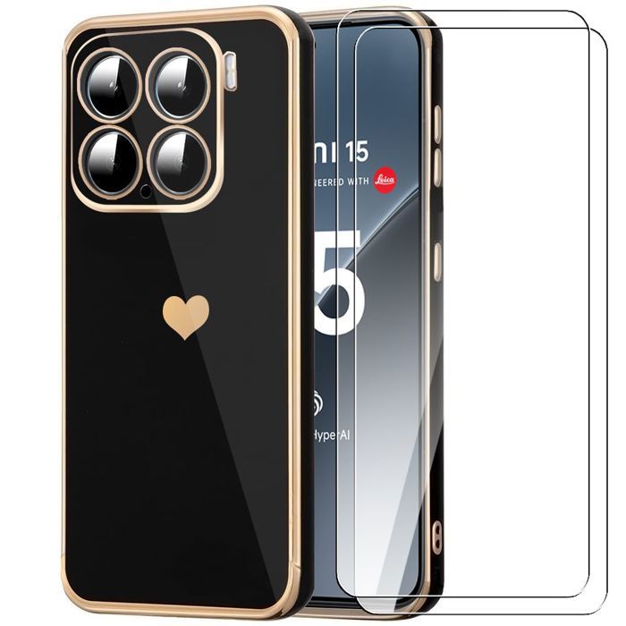 Coque Antichoc - E.F.Connection - pour Xiaomi 15 - Protection Souple - Anti-rayures - avec 2 Verres Trempés