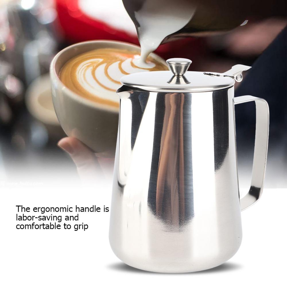 With Lid Stainless Steel Cup Stainless Steel Milk Jug Steel Mug Latte Art Cup  Coffee Art 1500ml
