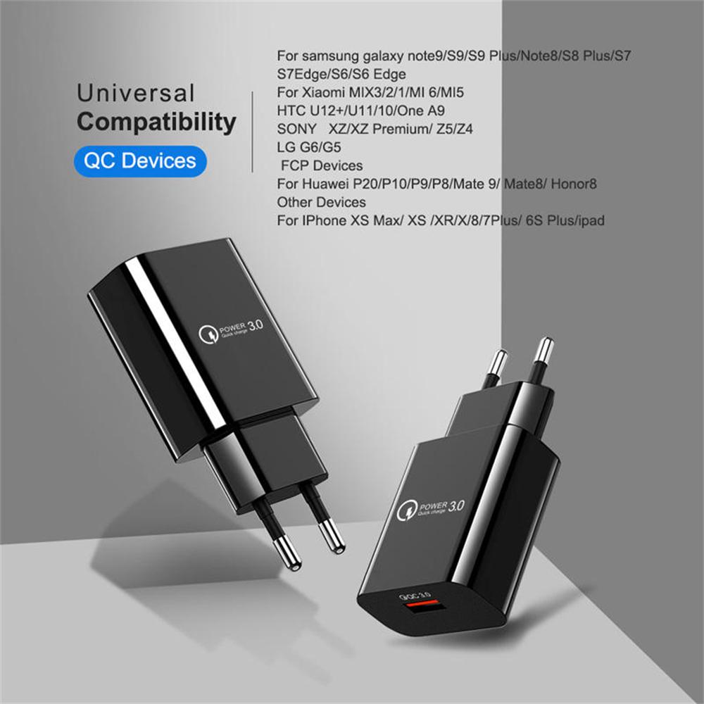 18 Вт 3A быстрая зарядка QC 3.0 USB зарядное устройство быстрое зарядное устройство 3.0 телефон зарядное устройство для iPhone для Samsung Xiaomi Redmi EU Plug